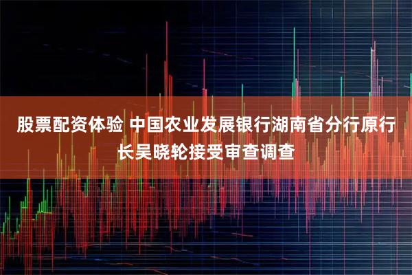 股票配资体验 中国农业发展银行湖南省分行原行长吴晓轮接受审查调查
